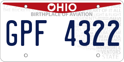 OH license plate GPF4322
