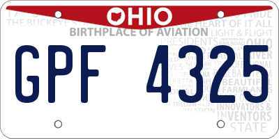 OH license plate GPF4325
