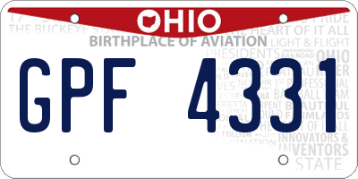 OH license plate GPF4331