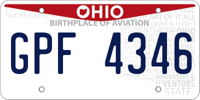 OH license plate GPF4346
