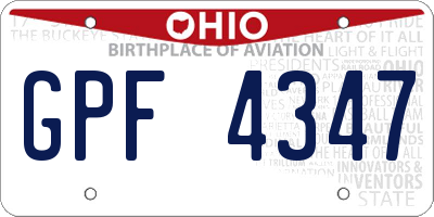OH license plate GPF4347