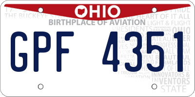 OH license plate GPF4351