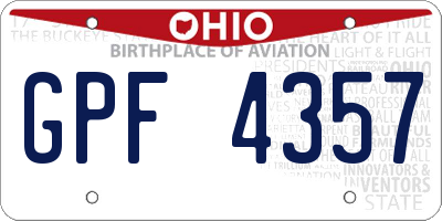 OH license plate GPF4357