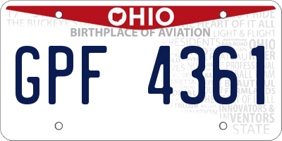 OH license plate GPF4361