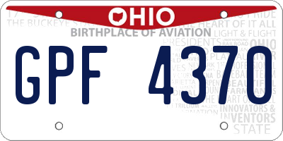 OH license plate GPF4370