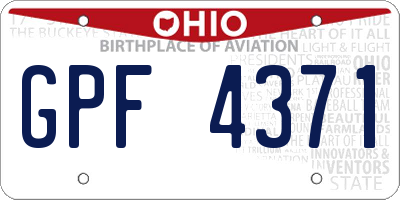 OH license plate GPF4371
