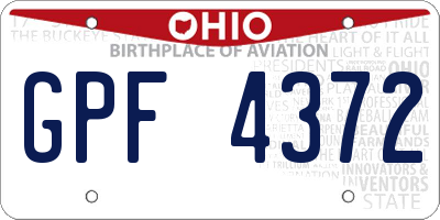 OH license plate GPF4372