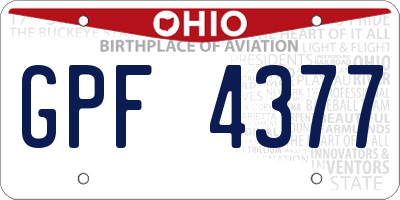 OH license plate GPF4377