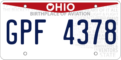 OH license plate GPF4378