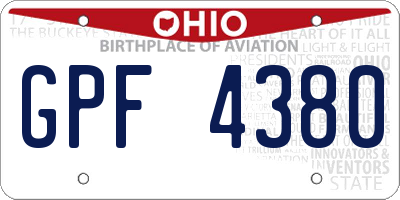 OH license plate GPF4380