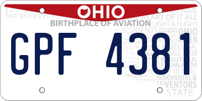 OH license plate GPF4381