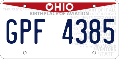 OH license plate GPF4385