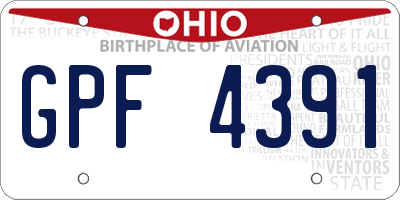 OH license plate GPF4391
