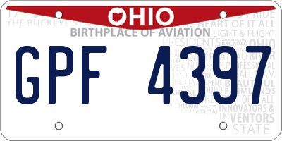 OH license plate GPF4397