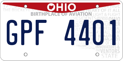 OH license plate GPF4401