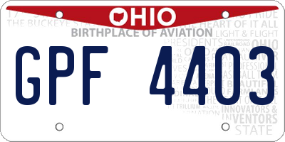 OH license plate GPF4403