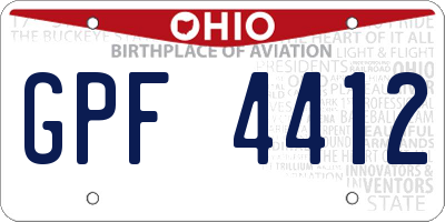 OH license plate GPF4412