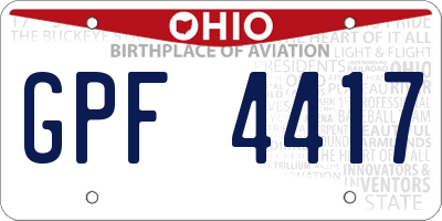 OH license plate GPF4417