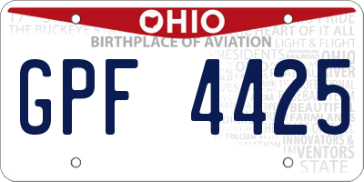OH license plate GPF4425