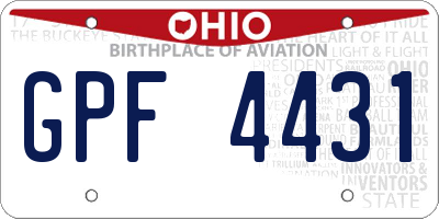OH license plate GPF4431