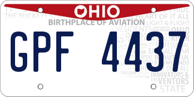 OH license plate GPF4437