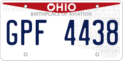 OH license plate GPF4438