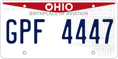 OH license plate GPF4447