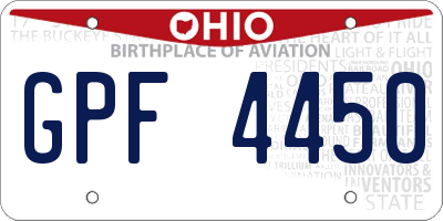 OH license plate GPF4450