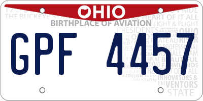 OH license plate GPF4457