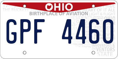 OH license plate GPF4460
