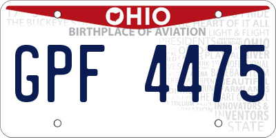 OH license plate GPF4475