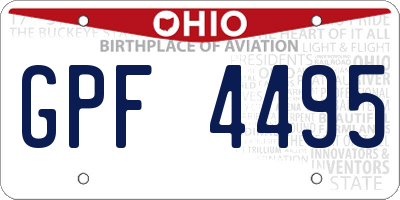 OH license plate GPF4495