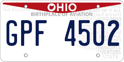 OH license plate GPF4502