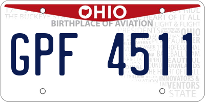 OH license plate GPF4511