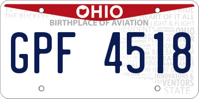 OH license plate GPF4518