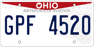 OH license plate GPF4520