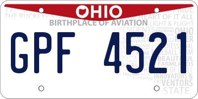 OH license plate GPF4521