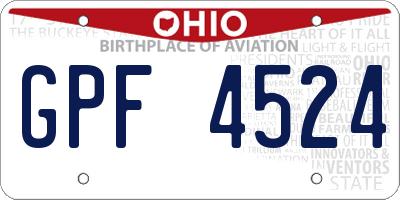 OH license plate GPF4524