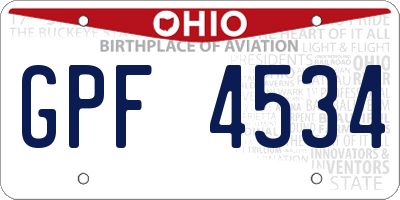 OH license plate GPF4534