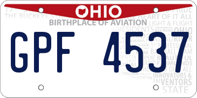 OH license plate GPF4537