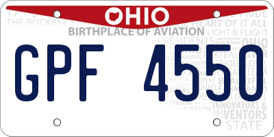 OH license plate GPF4550