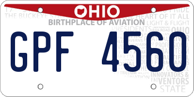 OH license plate GPF4560