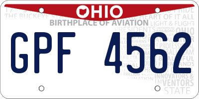 OH license plate GPF4562