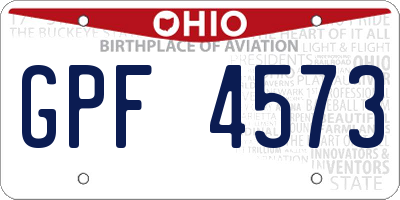 OH license plate GPF4573