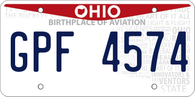 OH license plate GPF4574