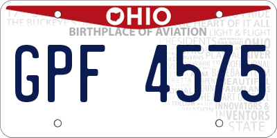 OH license plate GPF4575