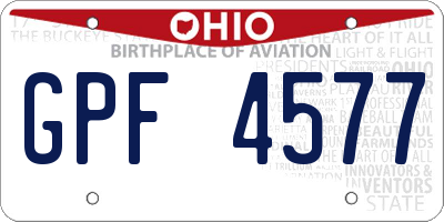 OH license plate GPF4577