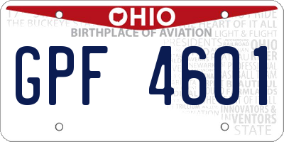 OH license plate GPF4601
