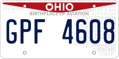OH license plate GPF4608