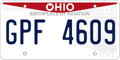 OH license plate GPF4609